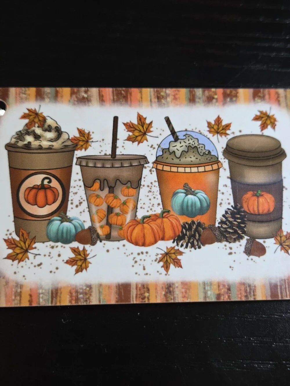Autumn Pumpkin Latte Keycard Keychain
